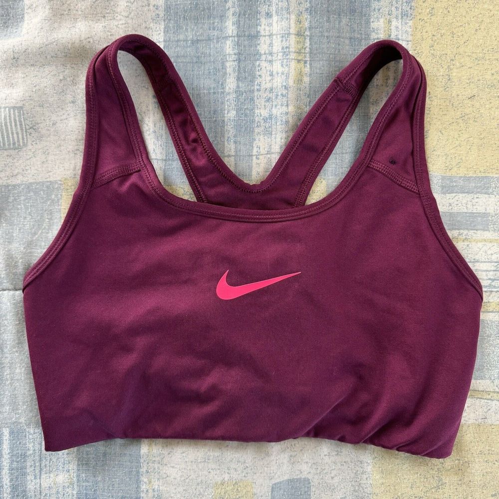 Nike Swoosh Women's Purple Logo Athletic Workout Racerback Sports Bra Medium